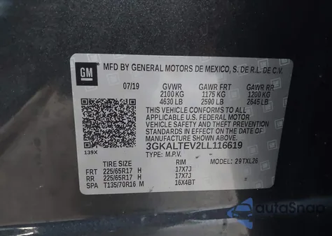 2020 GMC Terrain Awd Sle z USA, uszkodzony, nr VIN 3GKALTEV2LL116619